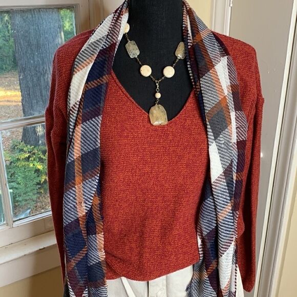 Old Navy rust melange sweater tunic medium slight hi-lo hem EUC - Picture 4 of 9